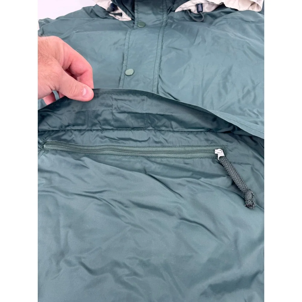 Nike Vintage Anorak Hooded Pullover Jacket‎ Green White Men's Medium Small Hole
